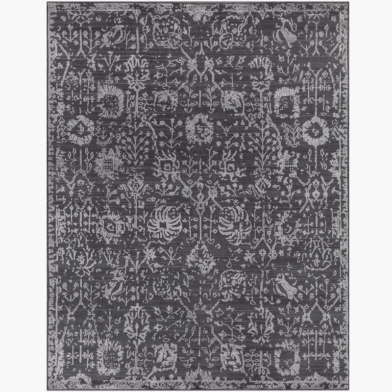 Ben Soleimani Abra New Zealand Wool and Viscose Hand-Knotted Rug - 9' x 12' - Carbon