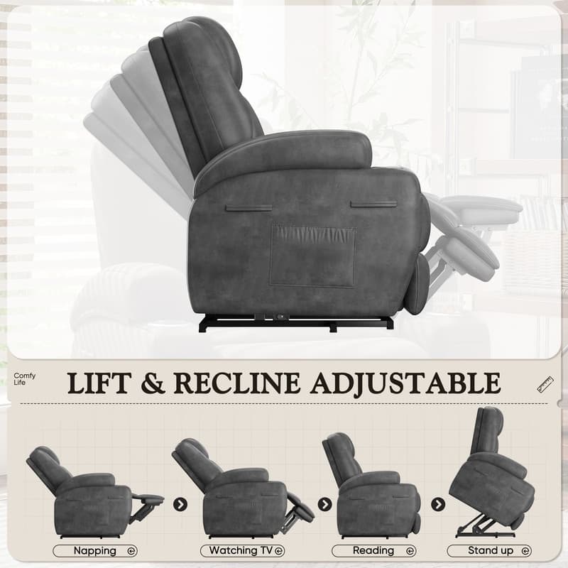 LACOO Power Lift Recliner PU Leather Reclining Chair with Massage