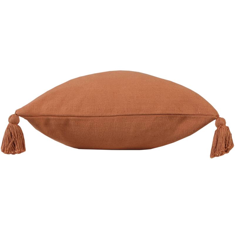 Sevita Solid Cotton Everyday Decorative Throw Pillow with Tassels