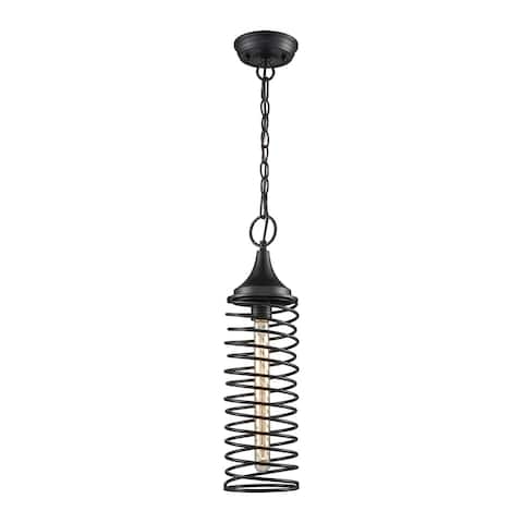 Spring 1-Light Mini Pendant in Oil Rubbed Bronze with Twisted Metal Shade