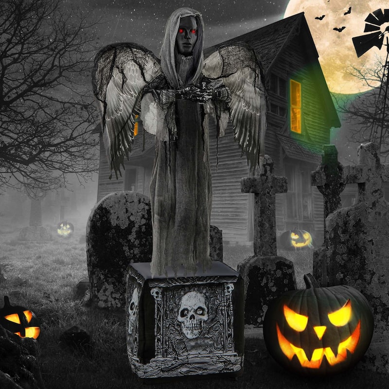 Costway 5.5ft Halloween Animatronic Decoration Animated Praying Angel - See Details