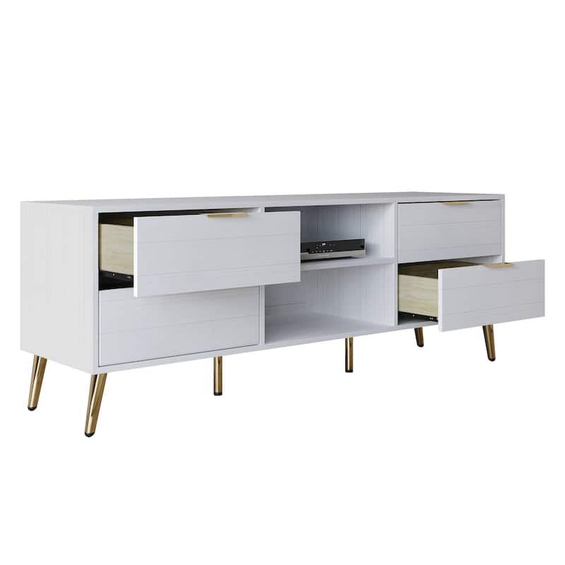CraftPorch Elegance TV Stand Console with 2 Bookcase Living Room Set