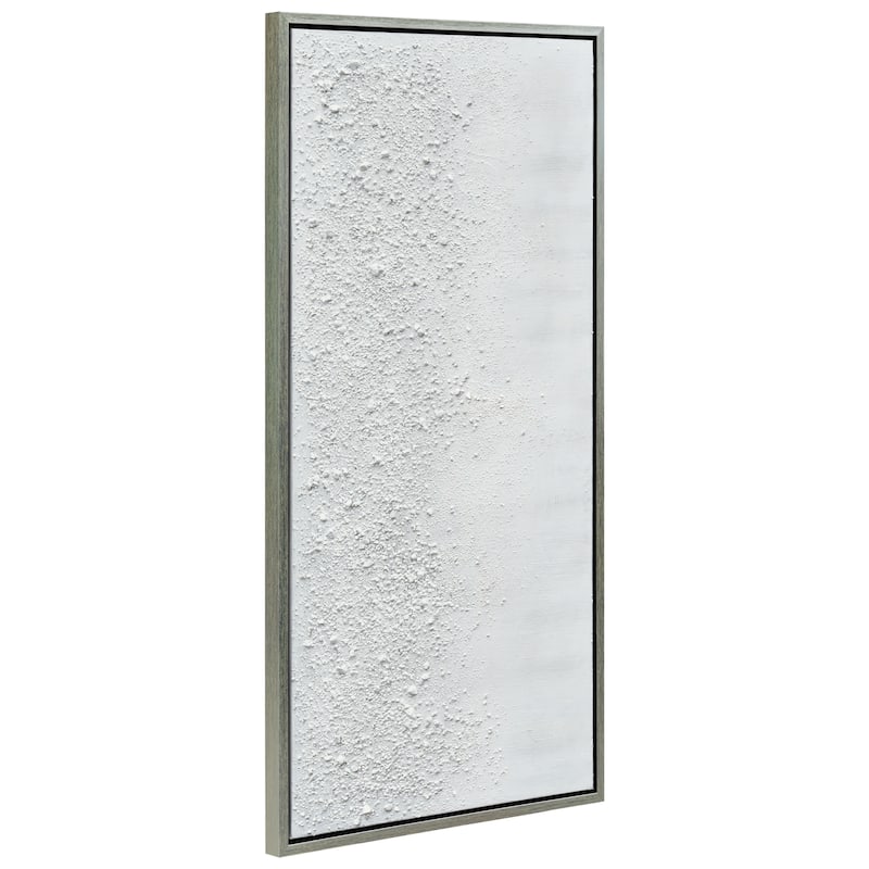 White Snow B Textured Glitter Hand Painted Canvas Framed Wall Art