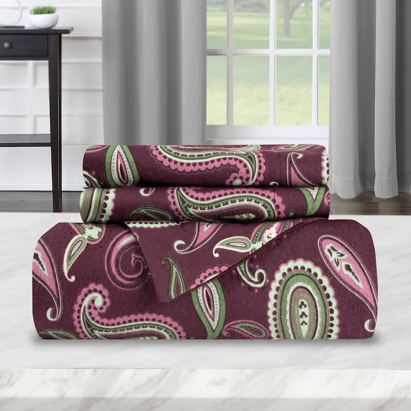 Vintage Floral Paisley Flannel Cotton Duvet Cover Set by Superior