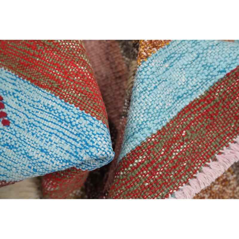 Hand Woven Oriental 100% Wool Carpet Southwestern Tribal Multi-Colored Kilim Area Rug - 9' 11'' X 5' 11''