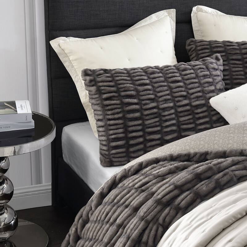 KARL LAGERFELD PARIS Ruched Faux Fur Duvet Set