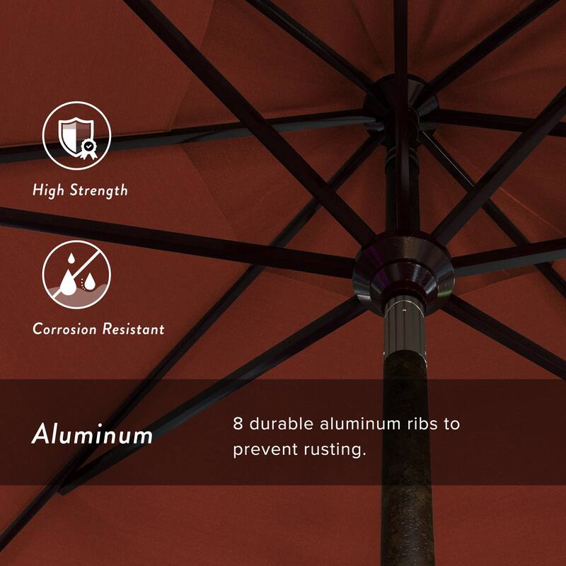 California Umbrella 11' Rd Sunset Series Patio Umbrella Bronze Aluminum Frame Crank Lift Auto Tilt With Olefin Royal Blue