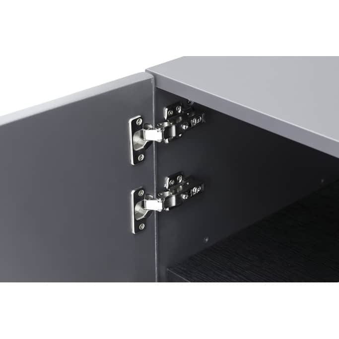 HomeRoots 71" Dark Gray Wood Carved Abstract Sideboard With Three Doors - 71.00 in. x 30.00 in. x 20.00 in.