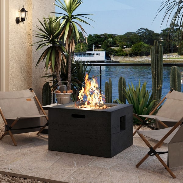 slide 2 of 3, MGO 40,000 BTU Outdoor Square Fire Pit with Steel Burner