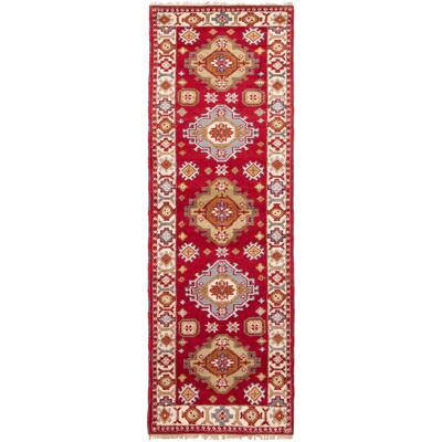 ECARPETGALLERY Hand-knotted Royal Kazak Dark Red Wool Rug - 2'9 x 8'2