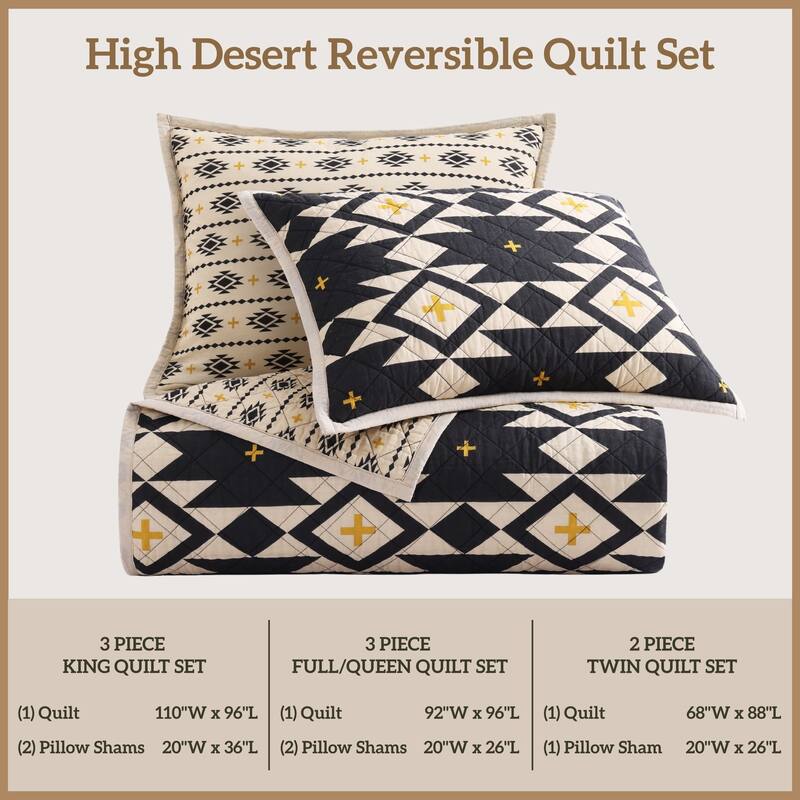 Paseo Road High Desert Aztec Southwestern Rustic Bedding 3 Piece Quilt Set