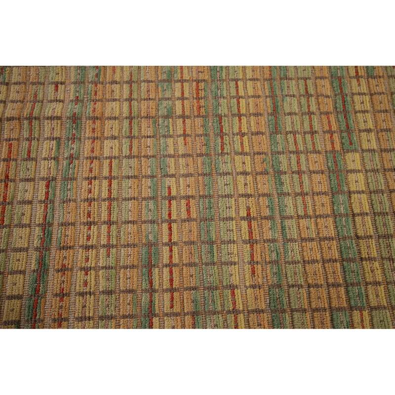 All-Over Checkered Moroccan Large Area Rug Hand-Knotted Wool Carpet - 9'10"x 14'4"