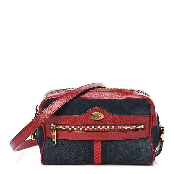 Shop Gucci Ophidia Suede Patent Web Mini Shoulder Bag Blue Red 517350 Overstock 32085761