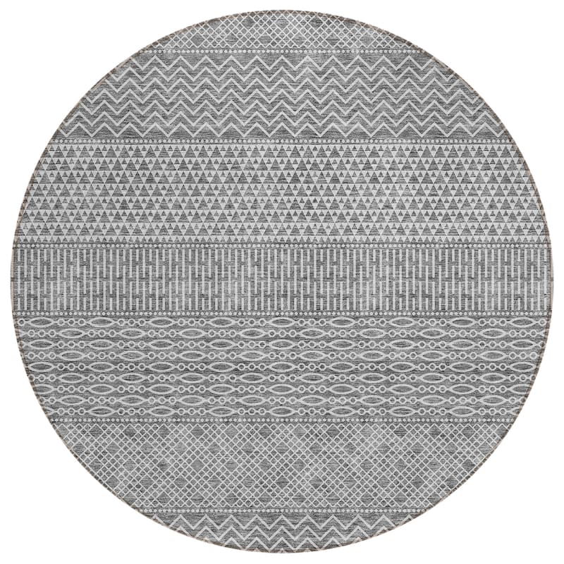 Machine Washable Indoor/ Outdoor Modern Stripes Chantille Rug