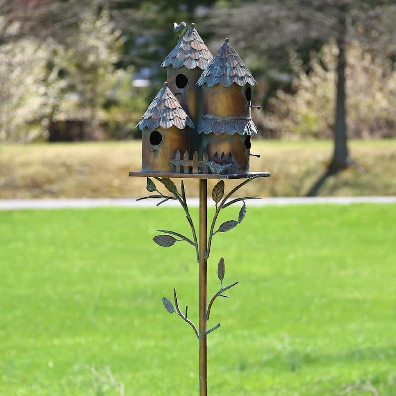 Country Style Iron Birdhouse Stake "Pipersville"