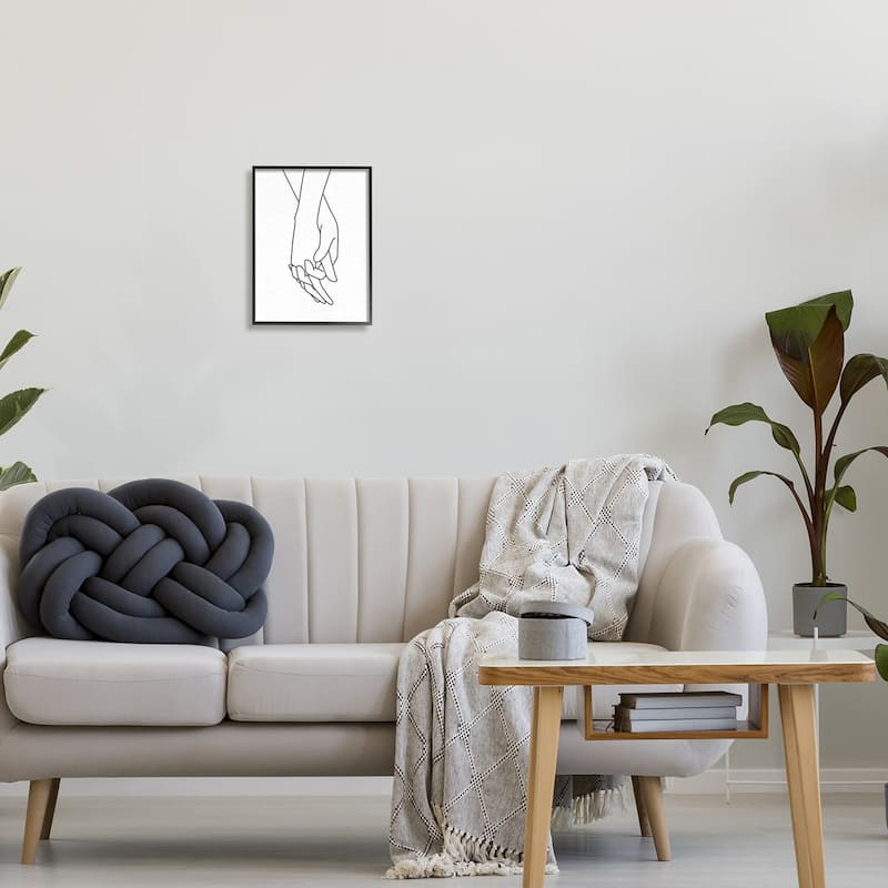Stupell Romantic Holding Hands Outline Drawing Loving Couple Framed Wall Art, Design by Lettered and Lined - White