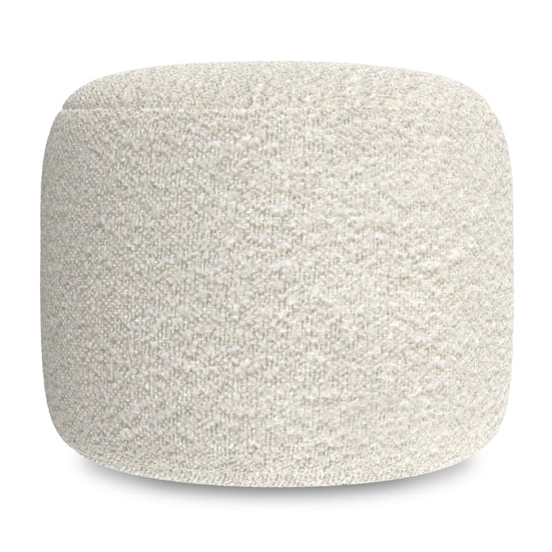 WYNDENHALL Lyanna 18 inch Wide Contemporary Pouf in White Boucle Fabric