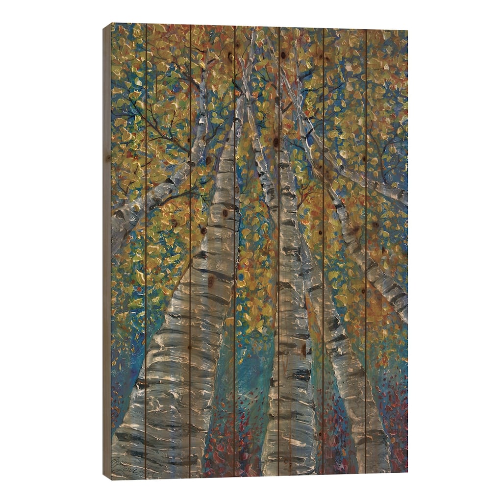 Painted Whimsy Aspen Trees Print On Wood by OLena Art - Multi-Color