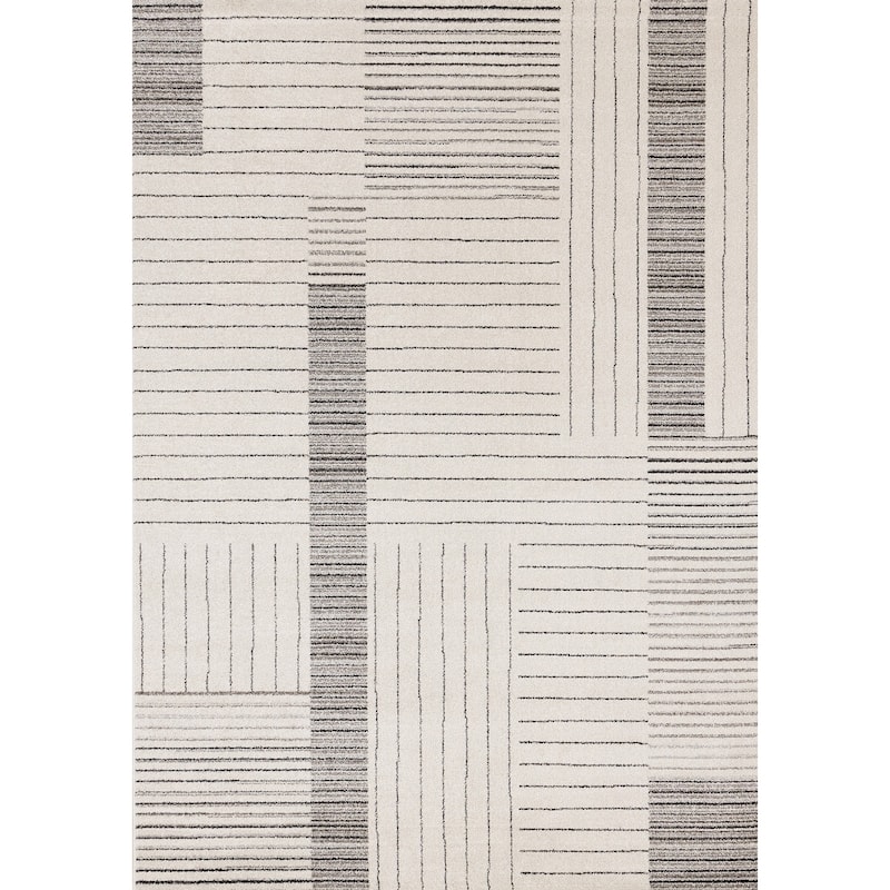 HomeRoots Striped Modern Rectangle Area Rug - 5' X 8'