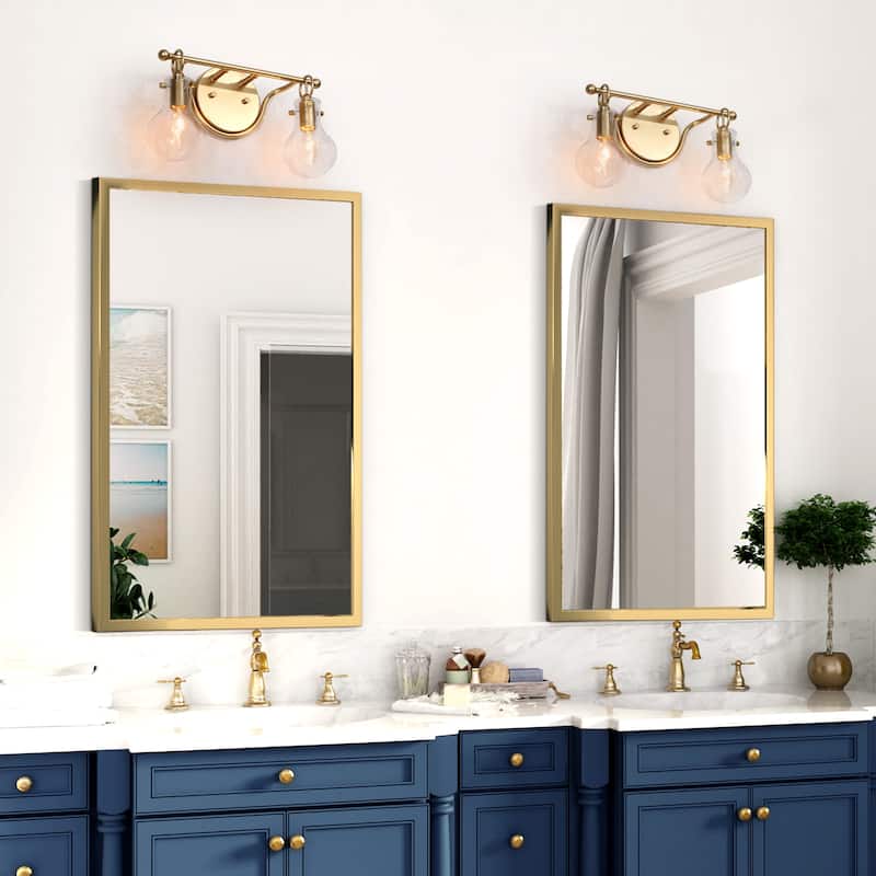 Carson Carrington Modern Gold 2-Light Bathroom Vanity Lights Clear Glass Wall Sconces - L14"xW4.5"xH8"