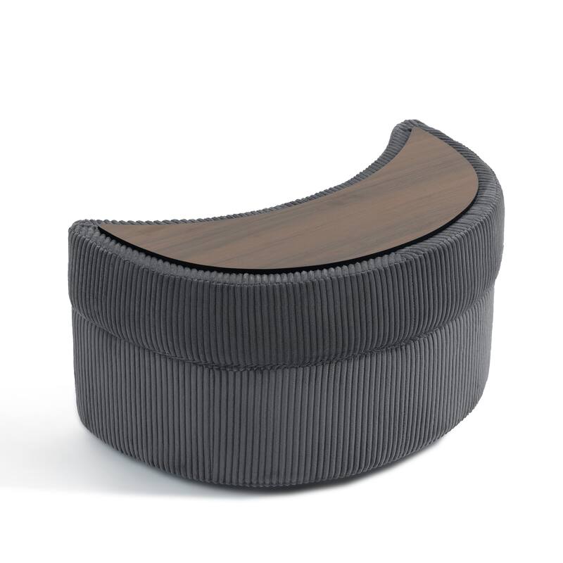 Moon Crescent Storage Upholstered Ottoman