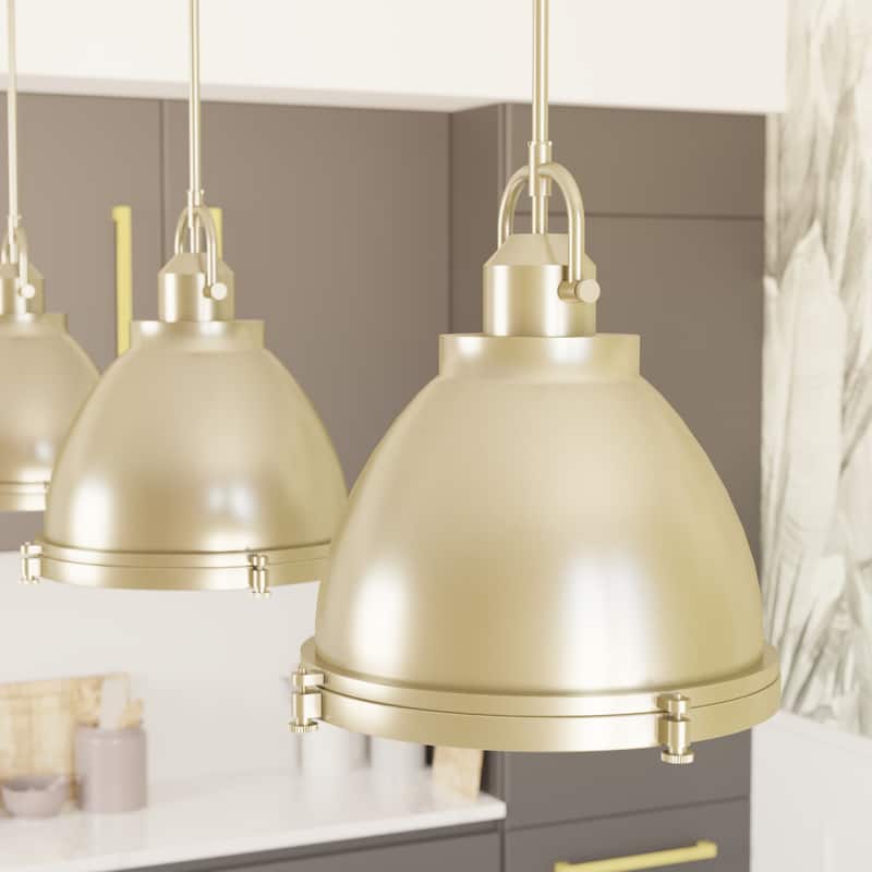 Hunter Bridgemoor 14" 2-Light Pendant - Kitchen Island, Dining Room - Modern Industrial, Farmhouse - Modern Brass