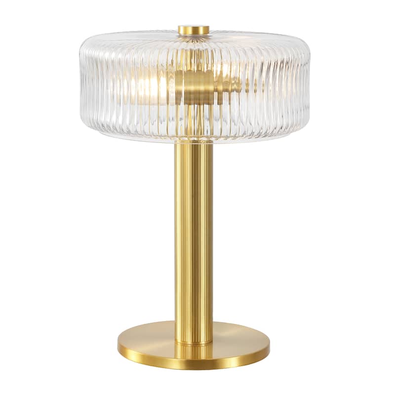 SAFAVIEH Dua 17-inch Glass & Metal Table Lamp (LED Bulb Included) - 12"W x 12"D x 17"H