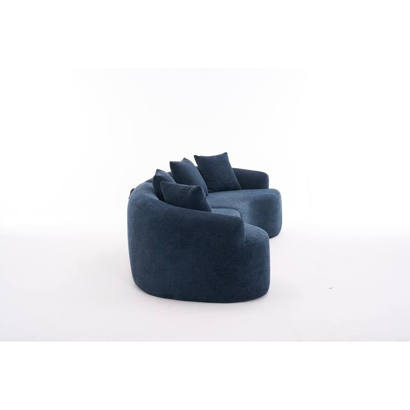 Modular Curved Sectional Sofa, Full Compression 4-Seater Foam Couch, Chenille Boneless Cloud Sofa for Living Room, Bedroom