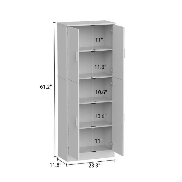 Timechee Kitchen Pantry Cupboard, Storage w/ Adjustable Shelves