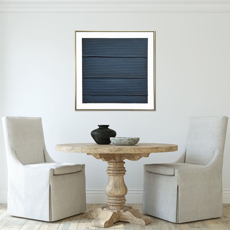 "Midnight Waves" Abstract Hand Painted Floating Framed Wall Art Print, 30x30 Inches by Gallery 57