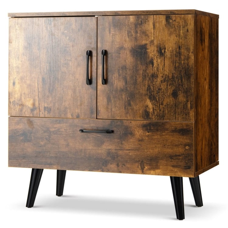 Modern Floor Storage Cabinet with 2 Doors and 1 Pull-out Drawer - 30" x 16" x 31" (L x W x H)