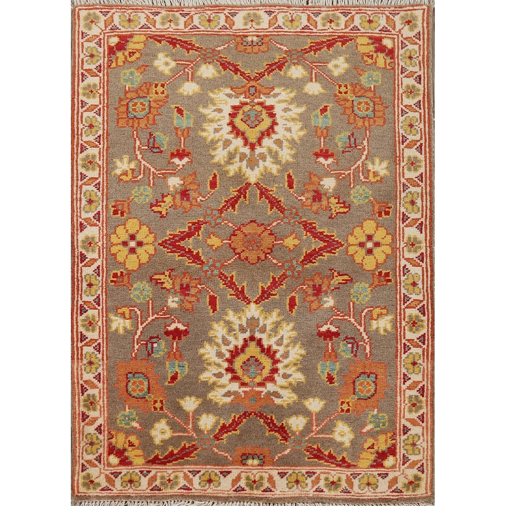Kazak Oriental Foyer Rug Handmade Traditional Brown Wool Carpet - 2'2" x 3'0"