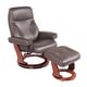 preview thumbnail 6 of 11, Almond Genuine Leather Recliner and Ottoman Brown