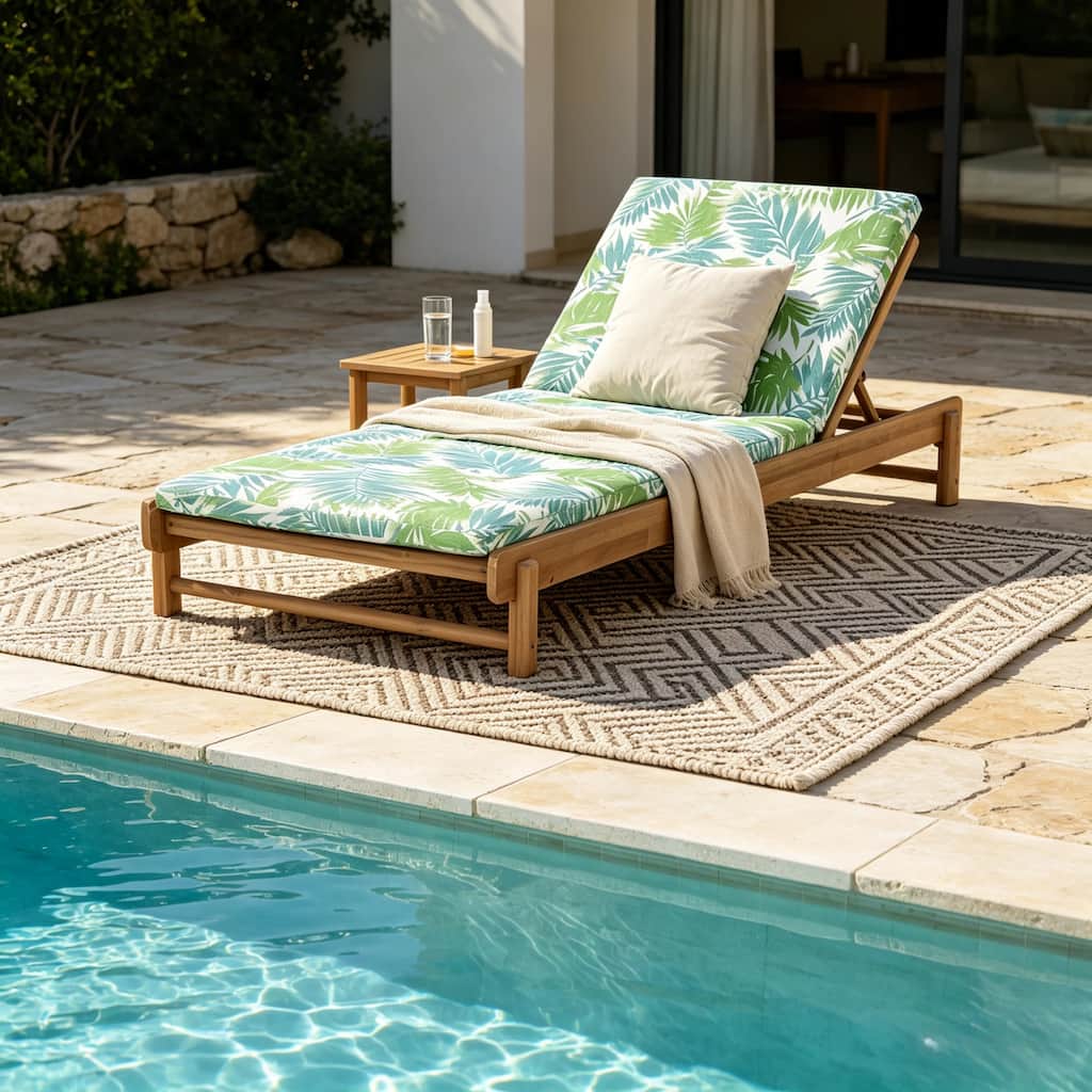 Christopher Knight Home - Outdoor Chaise Lounge Acacia Wood Recliner with 3-Position Adjustable Backrest and Cushion