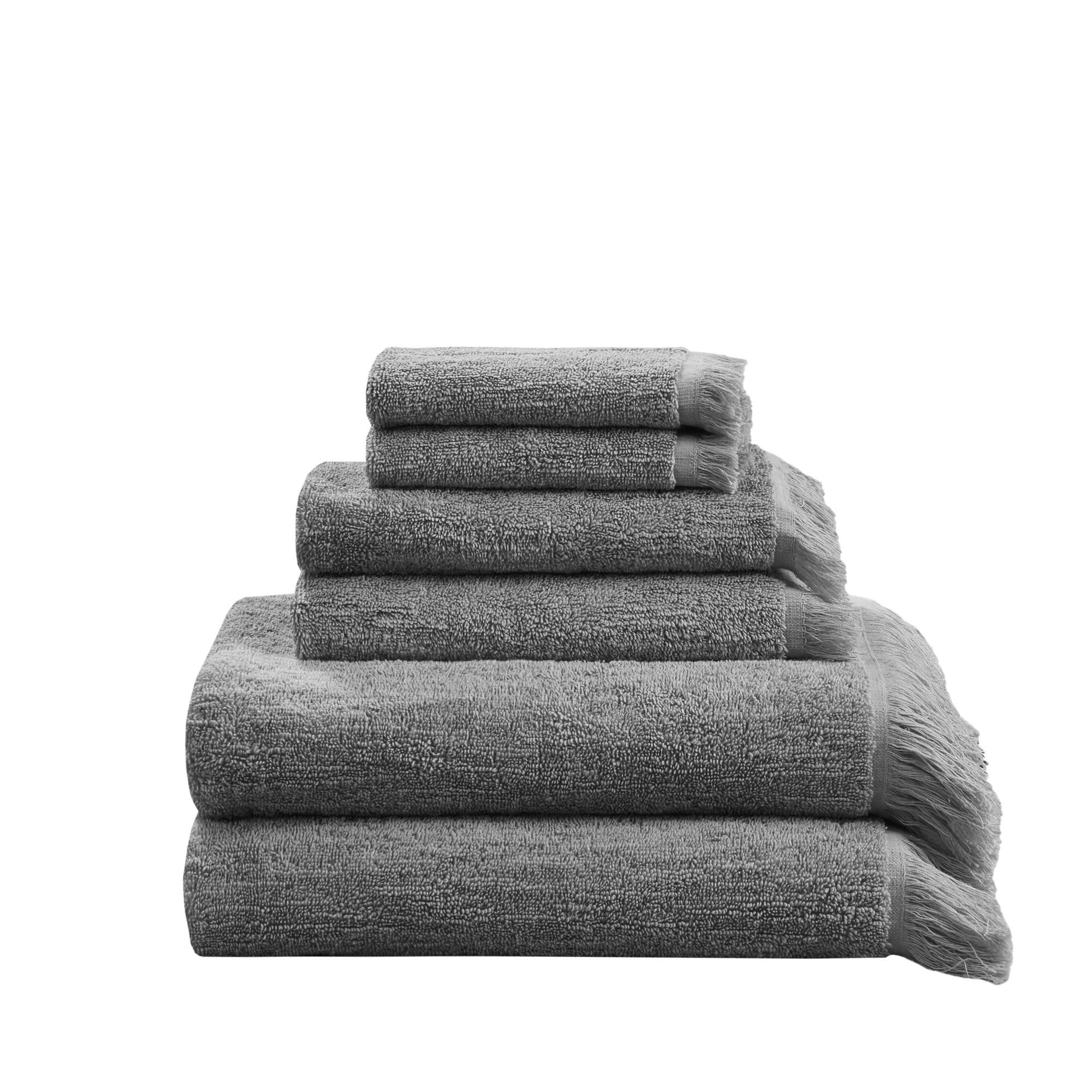 Superior Atlas Combed Cotton Absorbent Solid Hand Towels Set of 6