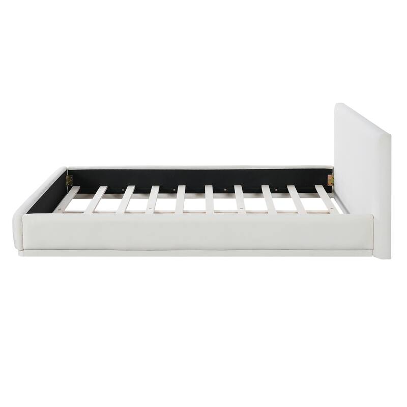 Soft and Comfortable Upholstered Bed. Luxurious and Cozy bedroom Centerpiece, White