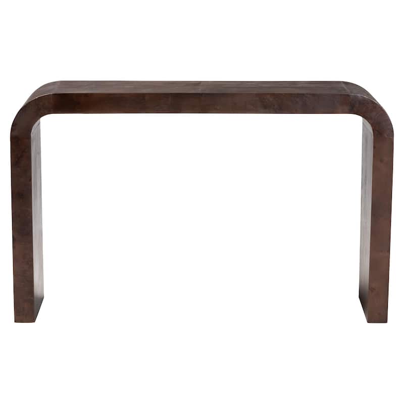Revelle Real Burl Wood Console Table - Modern Entryway or Sofa Table with Waterfall Design and Minimalist Silhouette