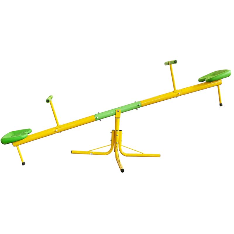 Upgraded Seesaw,Swiveling 360 Degrees Toddlers Sit and Spin Teeter Totter, Kids Outdoor Play Equipment for Backyard Playground - Antique Yellow
