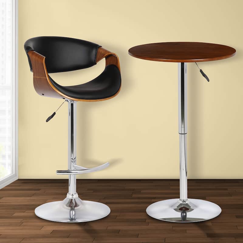 Armen Living Bentley Adjustable Pub Table with Wood Top and Metal Base