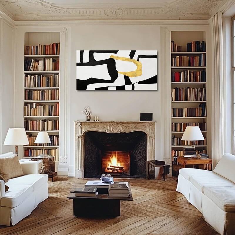 Black and White Wall Art Abstract Wall Decor Geometric Canvas