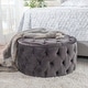 preview thumbnail 6 of 32, Zelfa Modern Glam Tufted Velvet Round Ottoman by Christopher Knight Home Grey
