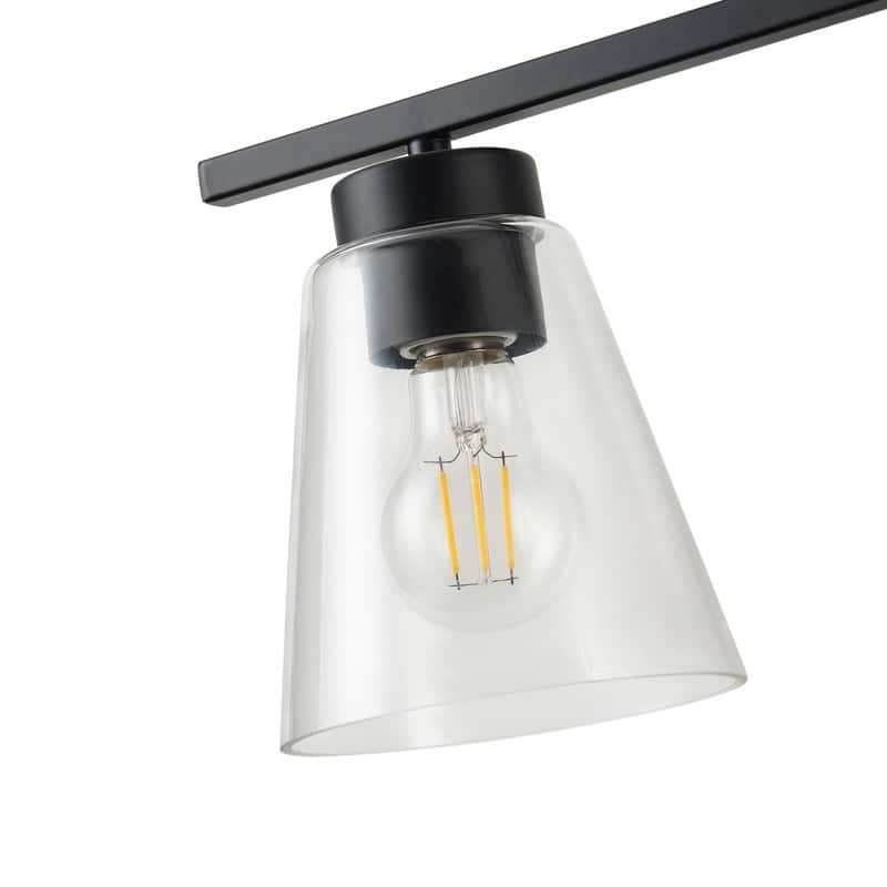 4-Light Modern Bathroom Vanity Light Fixture, Brushed Black Wall Sconce with Frosted Glass Shades