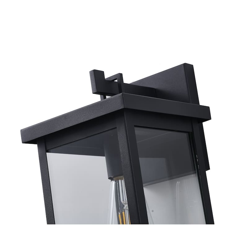 1-Light Matte Black Outdoor Wall Sconce With A Clear Glass Shade