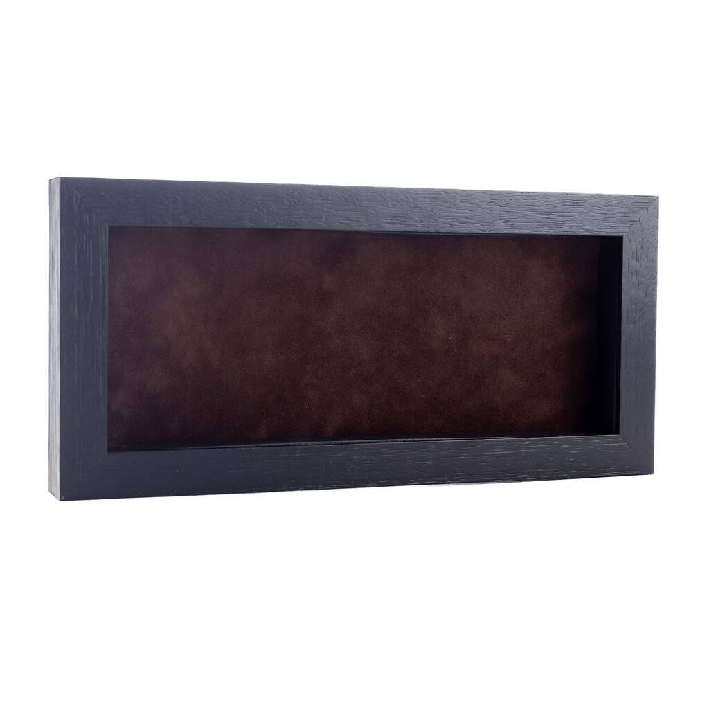 14x22 Shadow Box Frame Textured Black Wood Includes a Brown Real Suede Texture Acid-Free Backing Board