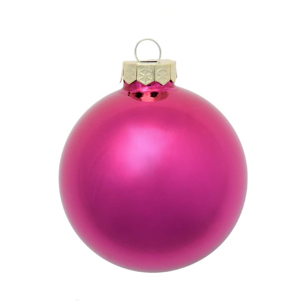 Shiny Finish Glass Christmas Ball Ornaments 2.75" (70Mm) Pink 12Ct