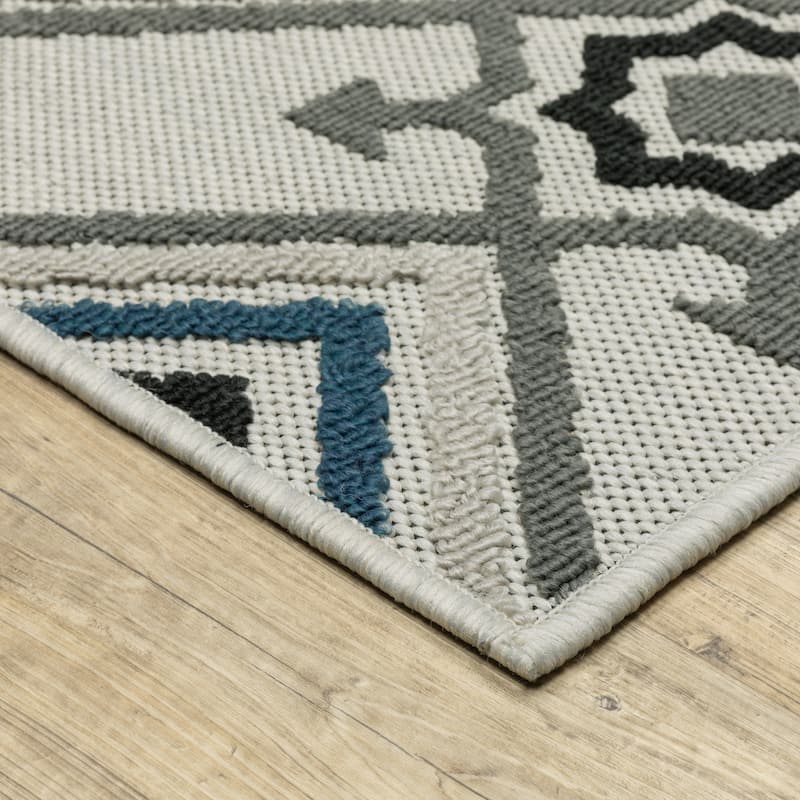 Vista Home Talcot Medallion Grey/Teal Indoor-Outdoor Rug