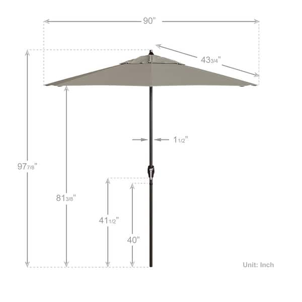 dimension image slide 11 of 20, North Bend 7.5 Crank Lift Auto Tilt Patio Umbrella with Outdoor Rated Olefin Fabric by Havenside Home