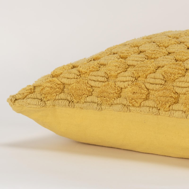 HomeRoots 20" Yellow Cotton Throw Pillow With Texture