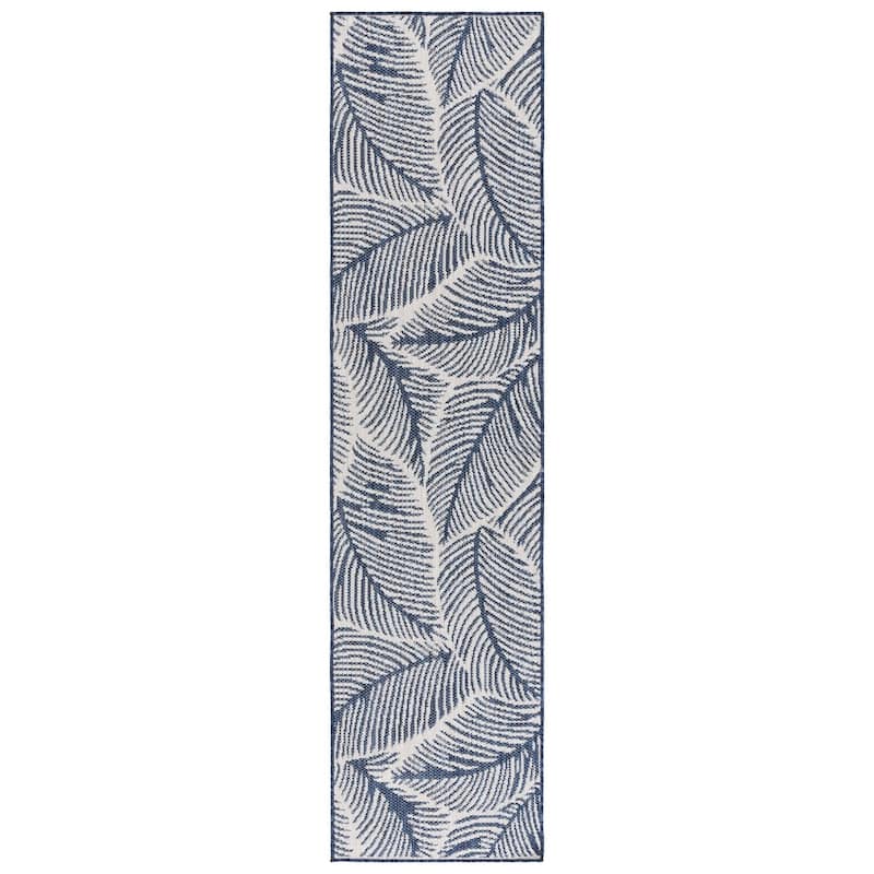 SAFAVIEH Beach House Khrystyna Transitional Rug - 2' x 8' Runner - Navy/Ivory
