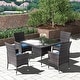 preview thumbnail 18 of 52, Kullavik Outdoor Dining Set, Rattan Patio Furniture Dining Table & Chairs 5Pcs NavyBlue
